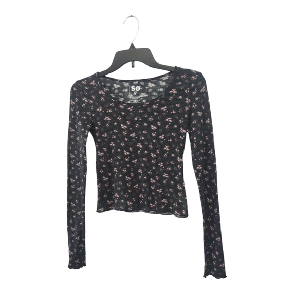 SO Juniors Long Sleeve Floral Top XS - Picture 2 of 7